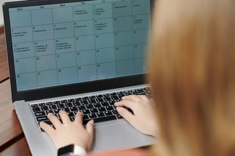 User on laptop using Google Calendar for Business